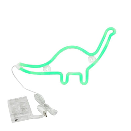 Grön neonlampa i form av dinosaurie
