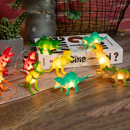 Ljusslinga med 10 LED dinosaurier