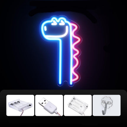 Neonlampa rolig dinosaurie för barnrum