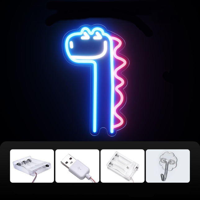 Neonlampa rolig dinosaurie för barnrum