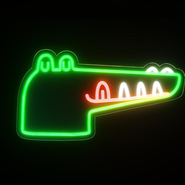 Neonlampa krokodilhuvud för barnrum