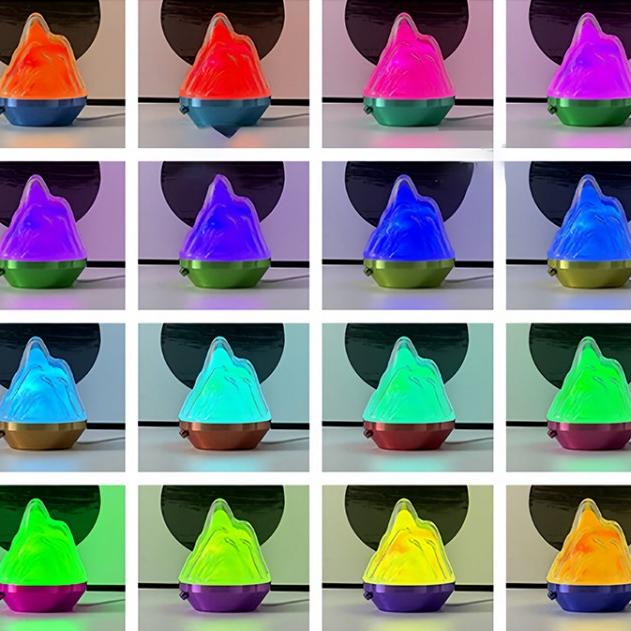 Bergsformad nattlampa med 16 olika färger
