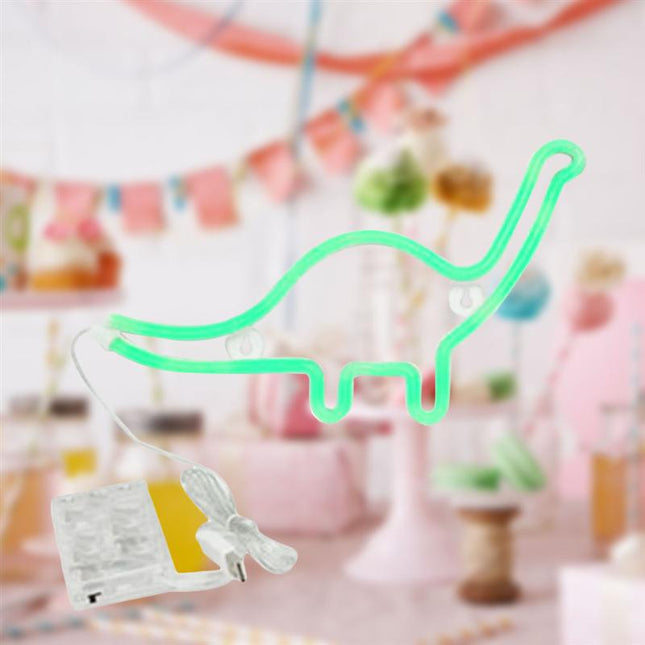 Grön neonlampa i form av dinosaurie