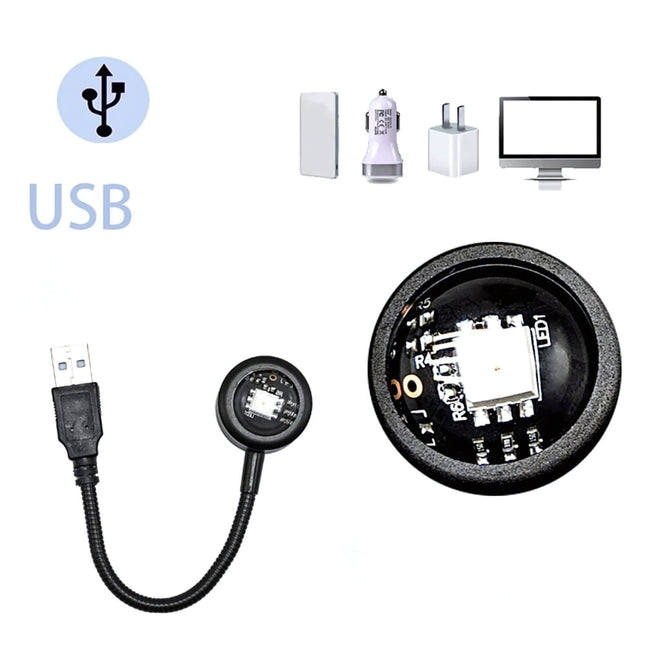 Liten USB-lampa med solnedgångsprojektion