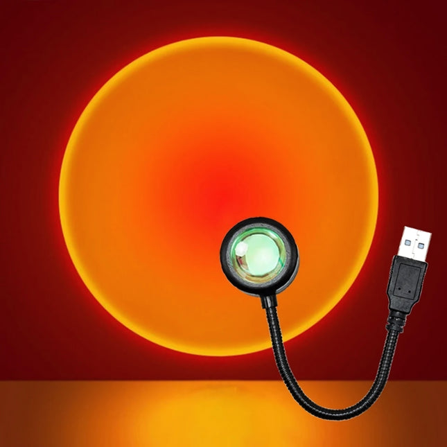Liten USB-lampa med solnedgångsprojektion
