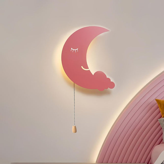 Vägglampa i metall moln och måne