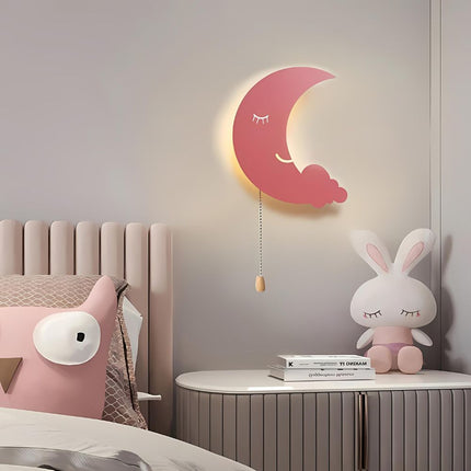 Vägglampa i metall moln och måne