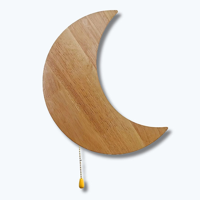 Väggmonterad nattlampa måne i trä
