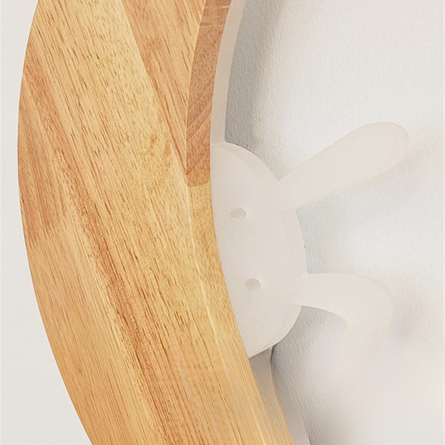 Väggmonterad nattlampa måne i trä