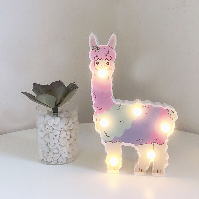 Söt lama LED vägglampa barnrum