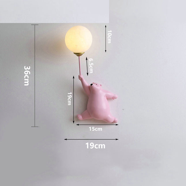 Vägglampa för barnrum med nalle ballong