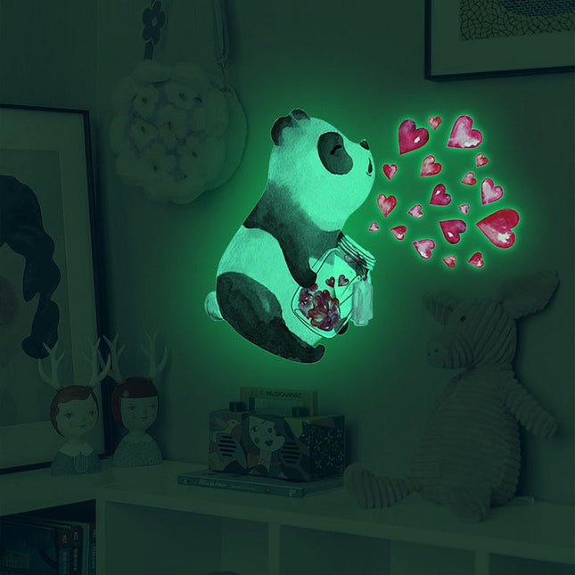 Självlysande panda väggdekor för barnrum