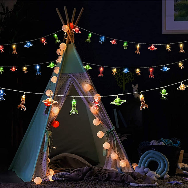 LED ljusslinga med rymdmotiv för barn