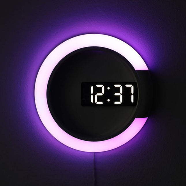 Digital LED väggklocka med ljus