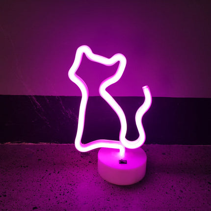 Rosa neonlampa i form av katt