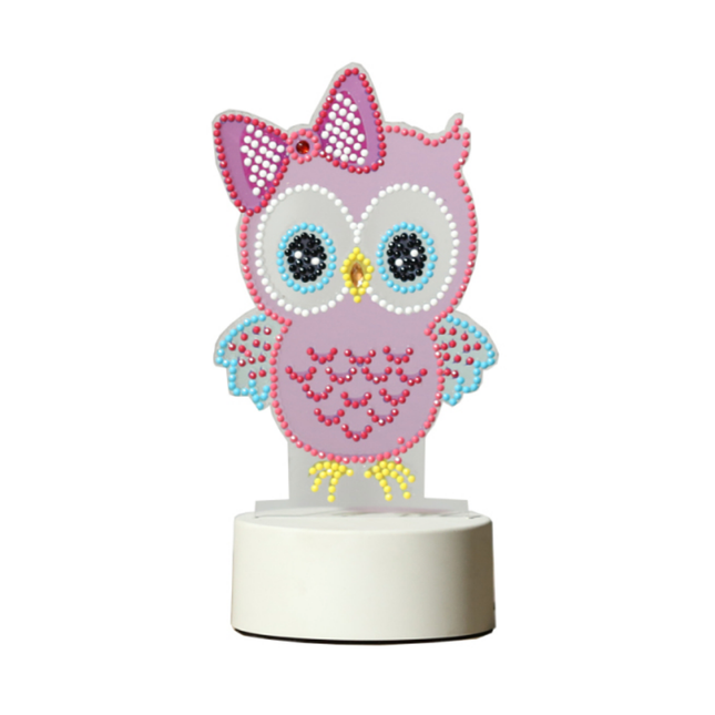 DIY nattlampa uggla med diamantmålning