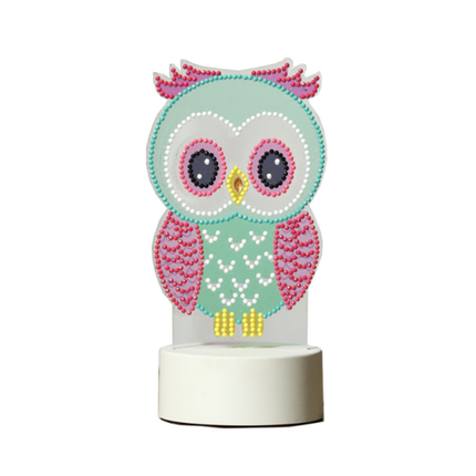 DIY nattlampa uggla med diamantpärlor
