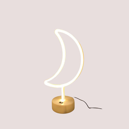 Vit LED neonlampa formad som måne