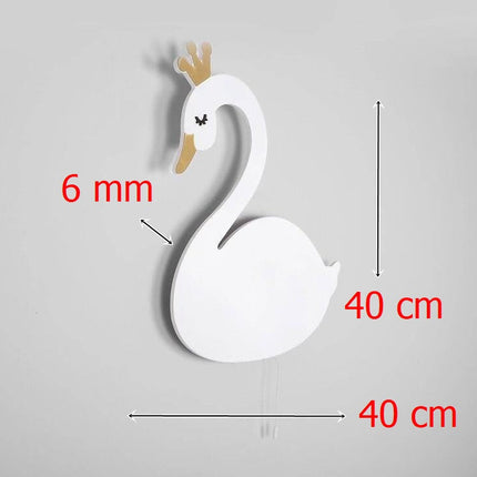 Vägglampa svan i trä för barnrum