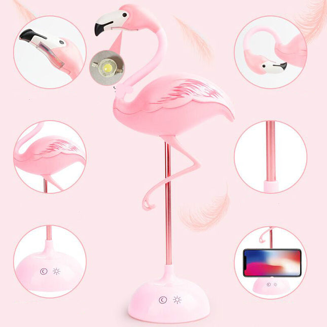 Rosa sänglampa i form av flamingo
