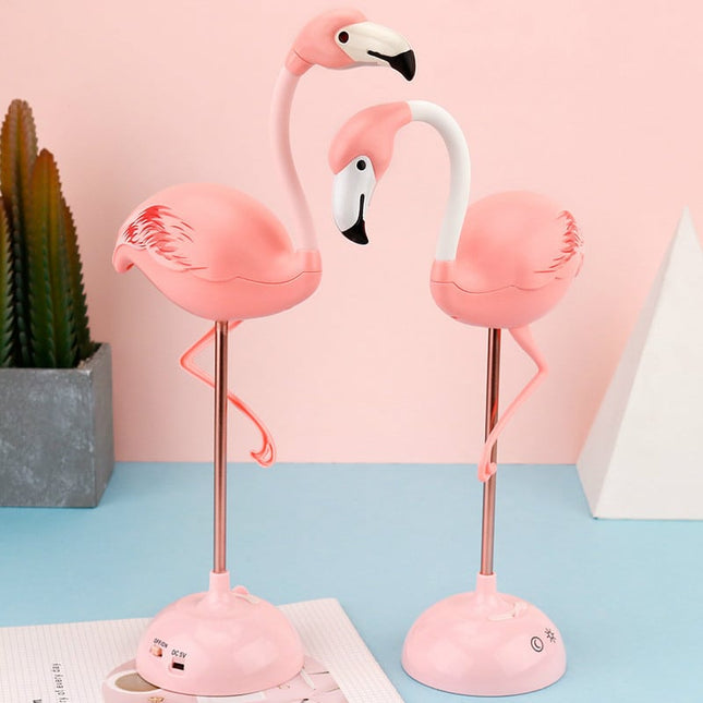 Rosa sänglampa i form av flamingo