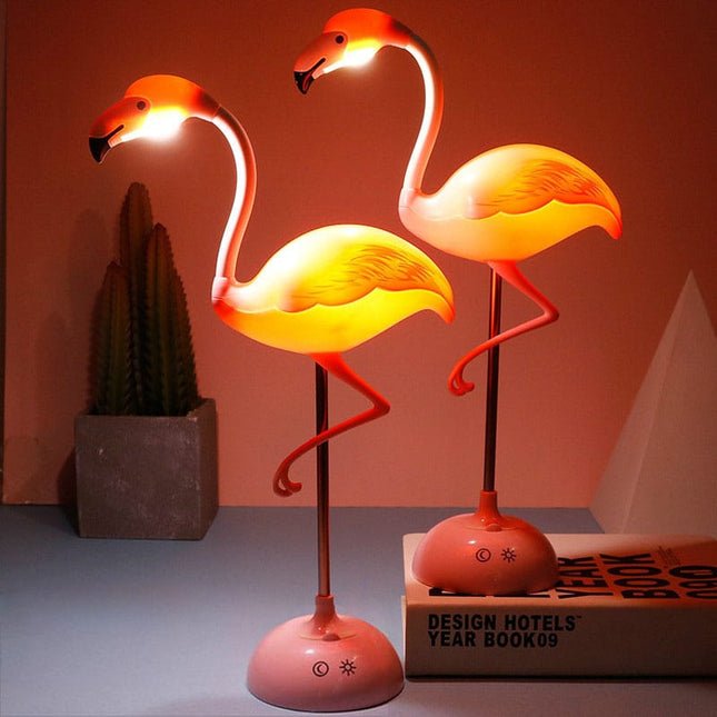 Rosa sänglampa i form av flamingo