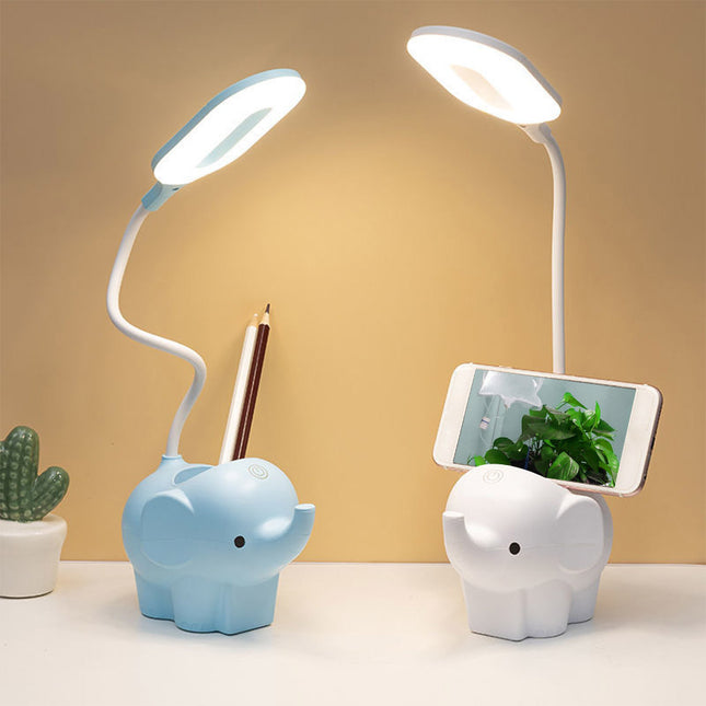 Bordslampa elefant med LED och pennhållare