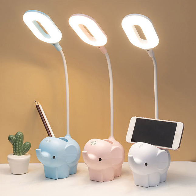 Bordslampa elefant med LED och pennhållare