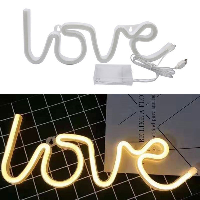 Neonlampa med texten 'Love' för vägg