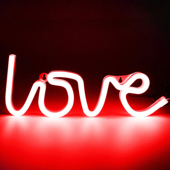 Neonlampa med texten 'Love' för vägg