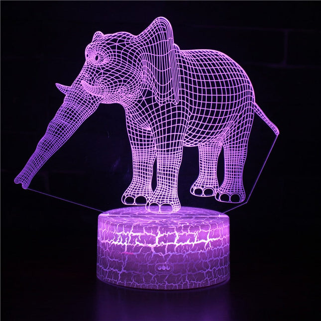3D illusion lampa elefant för barn