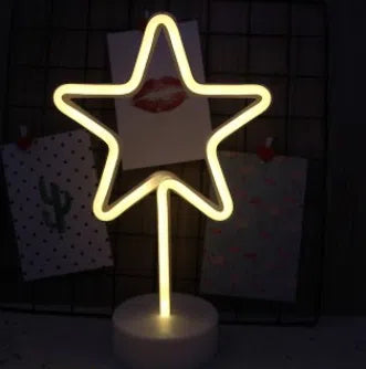 Gul stjärnformad LED neonlampa för bord