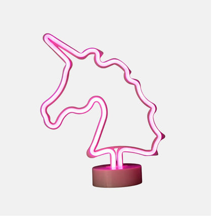 Rosa LED neonlampa formad som enhörning