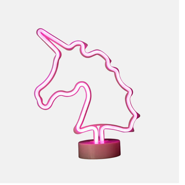 Rosa LED neonlampa formad som enhörning