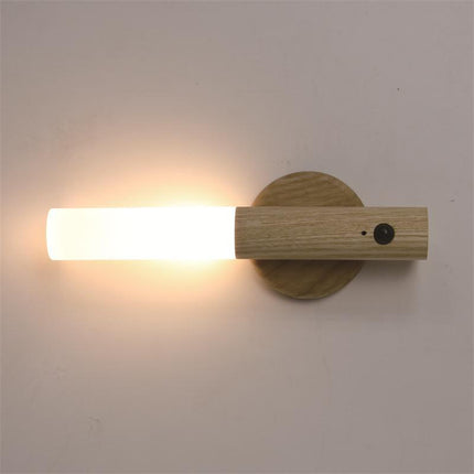 Magnetisk LED vägglampa i trä