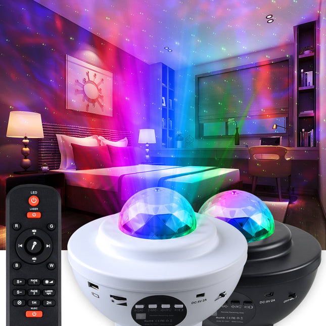 Nattlampa med galax och stjärnprojektor