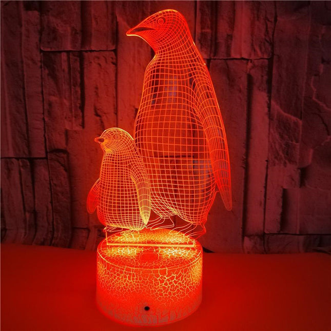 3D LED nattlampa pingvin för barn