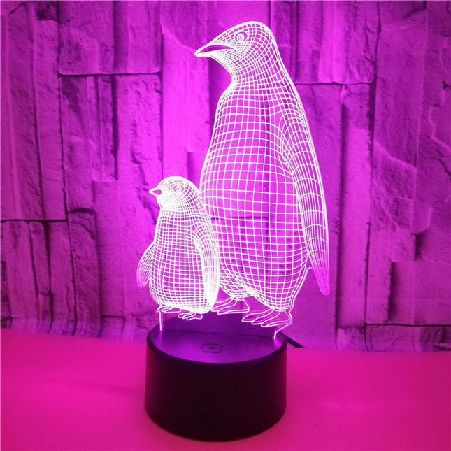 3D LED nattlampa pingvin för barn