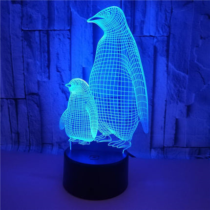 3D LED nattlampa pingvin för barn