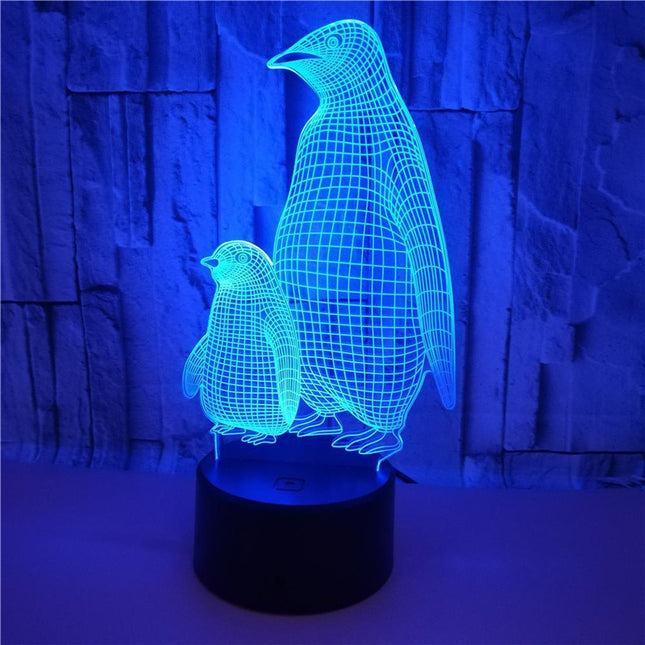 3D LED nattlampa pingvin för barn