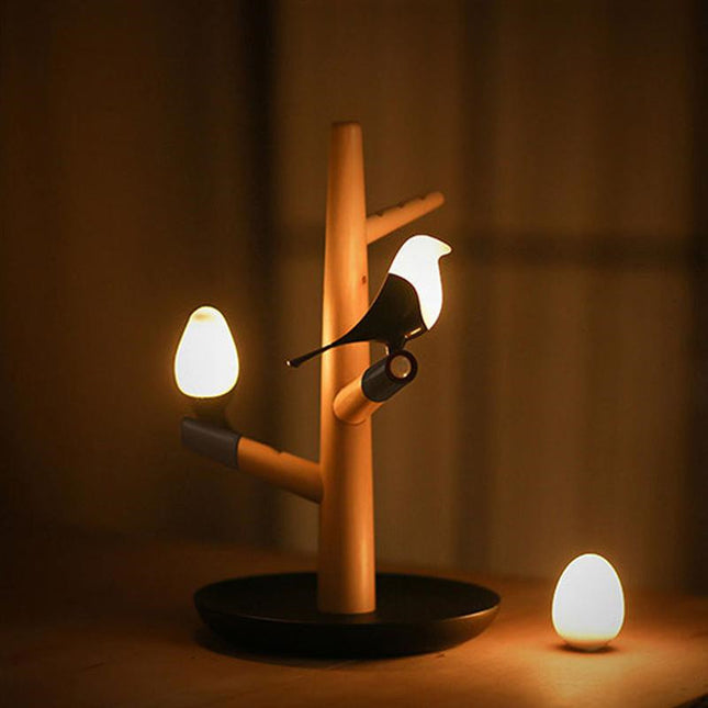 Bordslampa träd med lysande fåglar