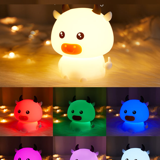 Söt LED nattlampa ko i silikon