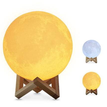 Månlampa LED nattlampa med trästativ