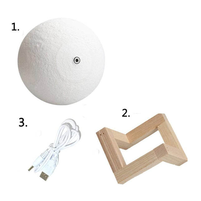 Månlampa LED nattlampa med trästativ