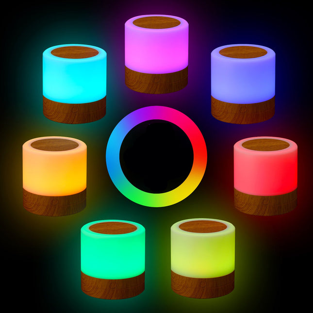 Färgglad touch-nattlampa med LED