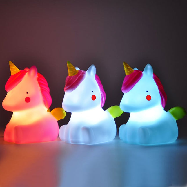 Söt mini enhörning LED nattlampa