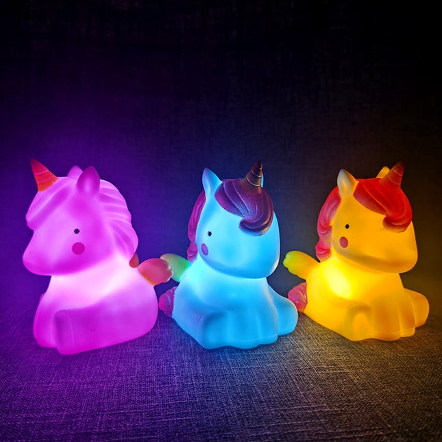 Söt mini enhörning LED nattlampa