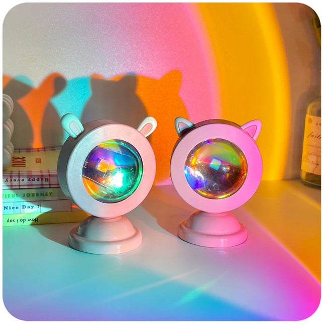 Mini solnedgångslampa LED USB med kattöron
