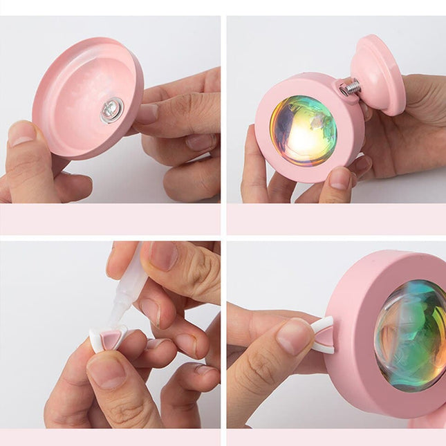 Mini solnedgångslampa LED USB med kattöron