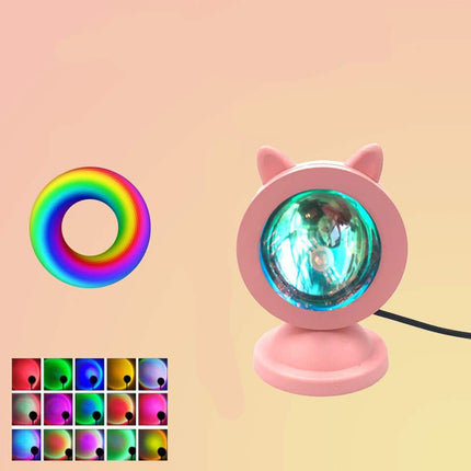 Mini solnedgångslampa LED USB med kattöron